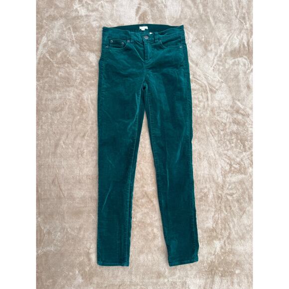 J Crew Green Stretch Velour Pants Women’s Size 26 - Picture 1 of 7